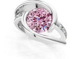 White gold Fancy Pink Round Cut Solitaire Tension-Set Diamond Split Shank Ring_1