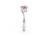 White gold Fancy Pink Round  Cut Solitaire Twist Band Ring with Four-Prong Setting_2