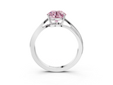 White gold Fancy Pink Round  Cut Solitaire Twist Band Ring with Four-Prong Setting_3