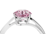 White gold Fancy Pink Round  Cut Solitaire Twist Band Ring with Four-Prong Setting_4