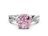 White gold Fancy Pink Round Cut Solitaire Twist Pave Diamond Engagement Ring with Prong Setting_12