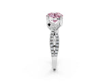 White gold Fancy Pink Round Cut Solitaire Twist Pave Diamond Engagement Ring with Prong Setting_2