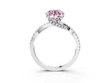 White gold Fancy Pink Round Cut Solitaire Twist Pave Diamond Engagement Ring with Prong Setting_3