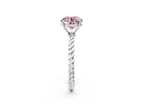 White gold Fancy Pink Round Cut Solitaire Twisted Band 4-Prong Ring_26