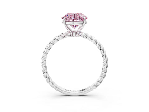 White gold Fancy Pink Round Cut Solitaire Twisted Band 4-Prong Ring_27
