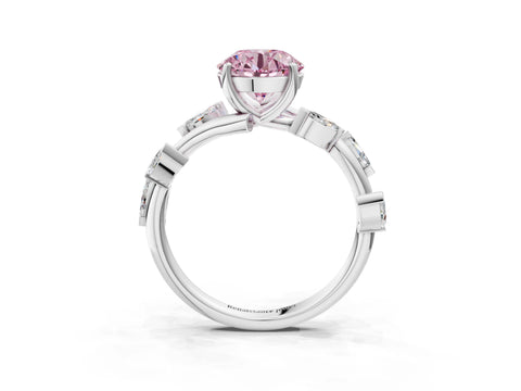 White gold Fancy Pink Round Cut Solitaire Twisted Band Marquise Accent Prong Setting Ring_15