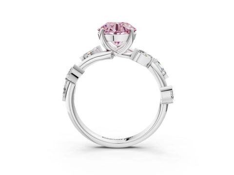 White gold Fancy Pink Round Cut Solitaire Twisted Band Marquise Accent Prong Setting Ring_25