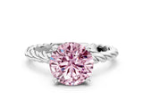 White gold Fancy Pink Round  Cut Solitaire Twisted Band with Four-Prong Setting_29