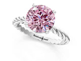 White gold Fancy Pink Round  Cut Solitaire Twisted Band with Four-Prong Setting_30