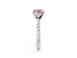White gold Fancy Pink Round  Cut Solitaire Twisted Band with Four-Prong Setting_31