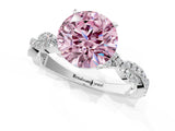 White gold Fancy Pink Round Cut Solitaire Twisted Pave Band with Four-Prong Setting_16