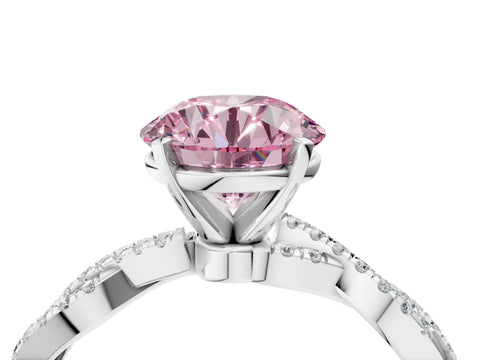 White gold Fancy Pink Round Cut Solitaire Twisted Pave Band with Four-Prong Setting_19