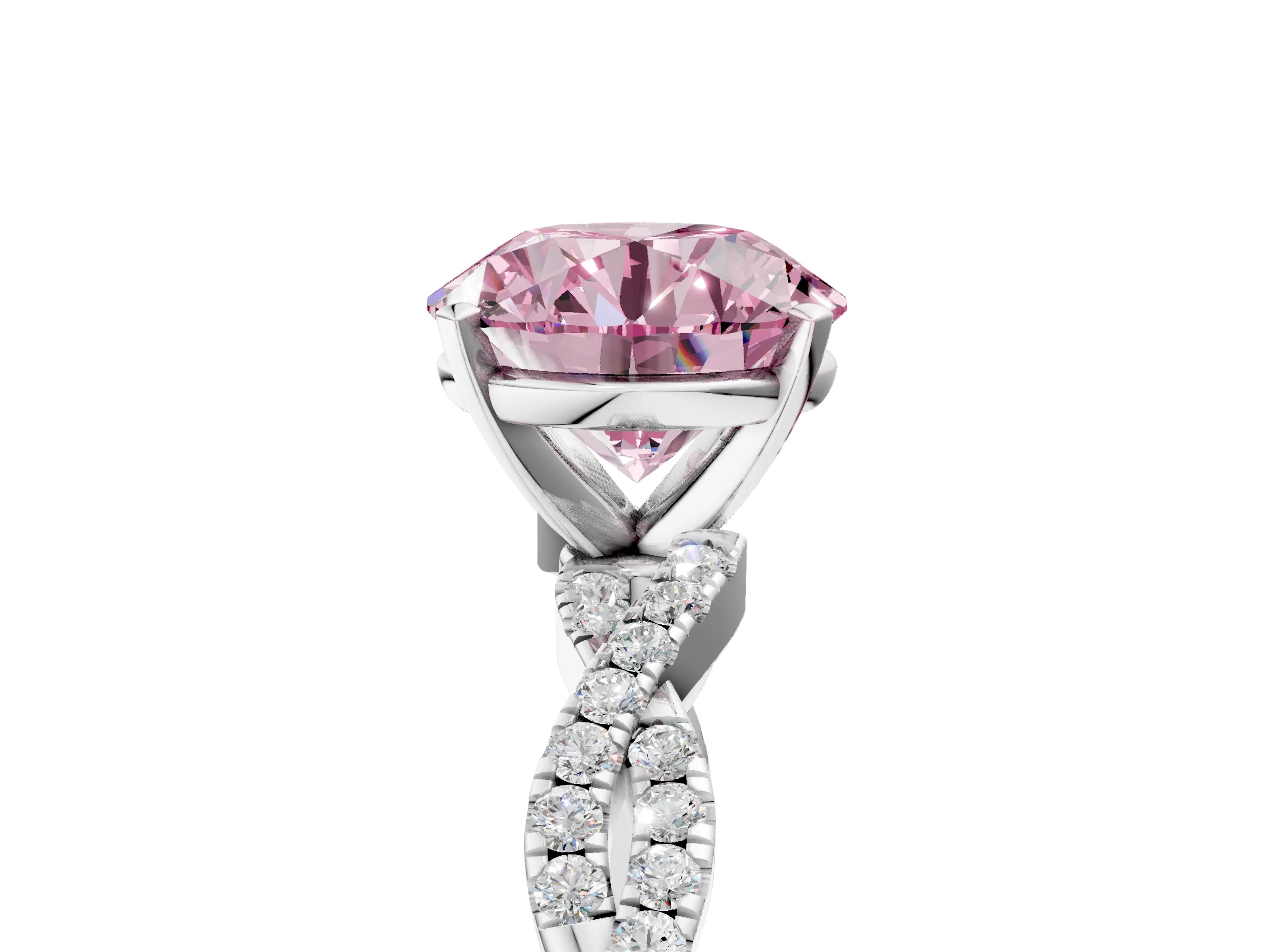 White gold Fancy Pink Round Cut Solitaire Twisted Pave Band with Four-Prong Setting_20