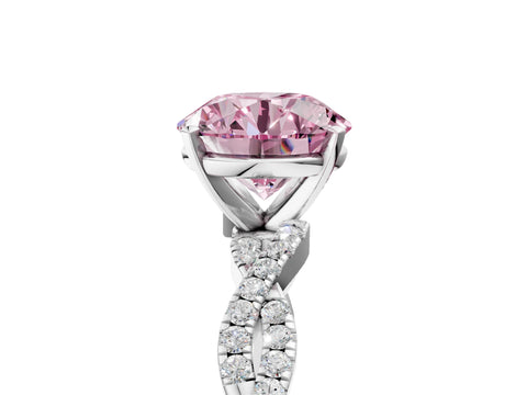 White gold Fancy Pink Round Cut Solitaire Twisted Pave Band with Four-Prong Setting_20