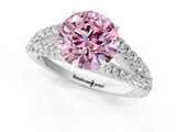 White gold Fancy Pink Round  Cut Split Shank Pave Diamond Engagement Ring with Four-Prong Setting_1