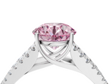 White gold Fancy Pink Round  Cut Split Shank Pave Diamond Engagement Ring with Four-Prong Setting_4