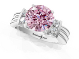 White gold Fancy Pink Round  Cut Three-Stone Channel Set Ring with Bar Prongs_13