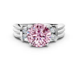 White gold Fancy Pink Round  Cut Three-Stone Channel Set Ring with Bar Prongs_29