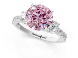 White gold Fancy Pink Round  Cut Three-Stone Diamond Pavé Band with Prong Setting_1
