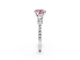 White gold Fancy Pink Round  Cut Three-Stone Diamond Pavé Band with Prong Setting_2