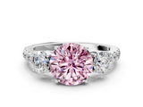 White gold Fancy Pink Round  Cut Three-Stone Diamond Pave Band with Prong Setting_17