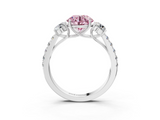 White gold Fancy Pink Round  Cut Three-Stone Diamond Pave Band with Prong Setting_20
