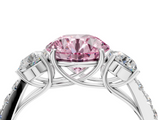 White gold Fancy Pink Round  Cut Three-Stone Diamond Pave Band with Prong Setting_21