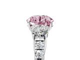 White gold Fancy Pink Round  Cut Three-Stone Diamond Pave Band with Prong Setting_22