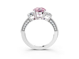 White gold Fancy Pink Round Cut Three-Stone Diamond Ring with Pavé Band and Four-Prong Setting_15