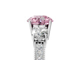 White gold Fancy Pink Round Cut Three-Stone Diamond Ring with Pavé Band and Four-Prong Setting_17