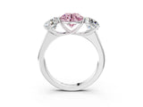 White gold Fancy Pink Round Cut Three-Stone Diamond Ring with Prong Setting on a Classic Band_15
