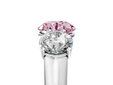 White gold Fancy Pink Round Cut Three-Stone Diamond Ring with Prong Setting on a Classic Band_17