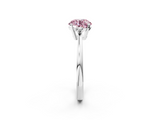 White gold Fancy Pink Round  Cut Three-Stone Solitaire Ring with Round Accent Diamonds and Four-Prong Setting_2