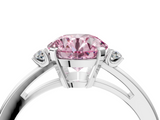 White gold Fancy Pink Round  Cut Three-Stone Solitaire Ring with Round Accent Diamonds and Four-Prong Setting_4