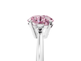 White gold Fancy Pink Round  Cut Three-Stone Solitaire Ring with Round Accent Diamonds and Four-Prong Setting_5