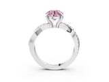 White gold Fancy Pink Round  Cut Twist Band Solitaire Diamond Ring with Pavé Setting_6
