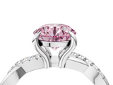 White gold Fancy Pink Round  Cut Twist Band Solitaire Diamond Ring with Pavé Setting_7