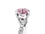 White gold Fancy Pink Round  Cut Twist Band Solitaire Diamond Ring with Pavé Setting_8