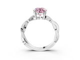 White gold Fancy Pink Round  Cut Twisted Pavé Band Solitaire Ring with Four-Prong Setting_3