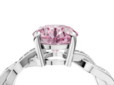 White gold Fancy Pink Round  Cut Twisted Pavé Band Solitaire Ring with Four-Prong Setting_4