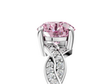 White gold Fancy Pink Round  Cut Twisted Pavé Band Solitaire Ring with Four-Prong Setting_5