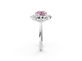 White gold Fancy Pink Round  Diamond Cluster Halo Ring with Solitaire Band and Four-Prong Setting_2