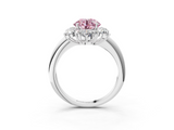 White gold Fancy Pink Round  Diamond Cluster Halo Ring with Solitaire Band and Four-Prong Setting_3