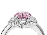 White gold Fancy Pink Round  Diamond Cluster Halo Ring with Solitaire Band and Four-Prong Setting_4