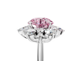 White gold Fancy Pink Round  Diamond Cluster Halo Ring with Solitaire Band and Four-Prong Setting_5