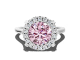 White gold Fancy Pink Round  Diamond Cluster Halo Solitaire with Four-Prong Setting_35