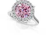 White gold Fancy Pink Round  Diamond Cluster Halo Solitaire with Four-Prong Setting_36