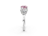 White gold Fancy Pink Round  Diamond Cluster Leaf Design Ring with Prong Setting_2
