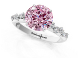 White gold Fancy Pink Round  Diamond Cluster Prong-Set Solitaire Ring_1