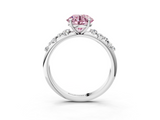 White gold Fancy Pink Round  Diamond Cluster Prong-Set Solitaire Ring_3